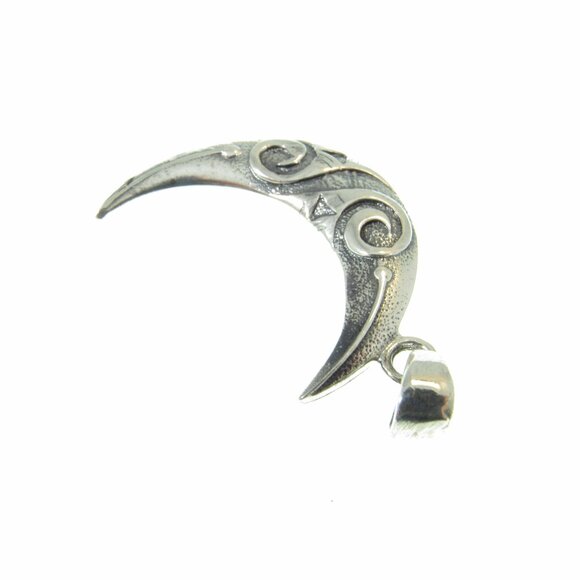 Solid 925 Sterling Silver Crescent Moon Pendant Mystical Jewelry Spiral Goddess - Picture 9 of 10